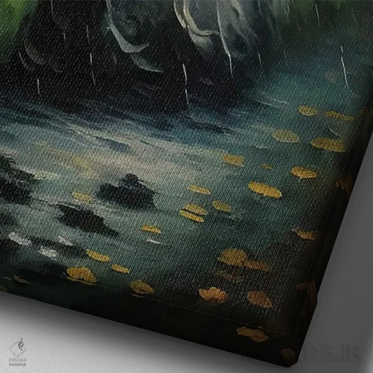 تابلو روح زیر باران اثر بونا فیدسا - نمای نزدیک بافت بوم