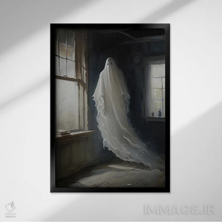 تابلو روحی که خانهٔ متروکه را تسخیر کرده اثر بونا فیدسا - نمای قابدار مشکی