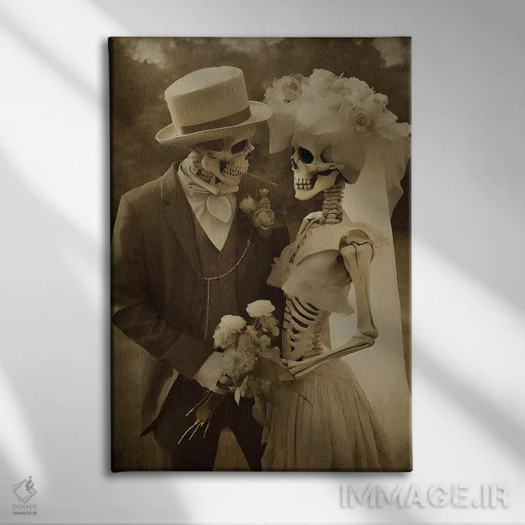 تابلو زوج اسکلت رمانتیک اثر بونا فیدسا - نمای روبهرو روی دیوار