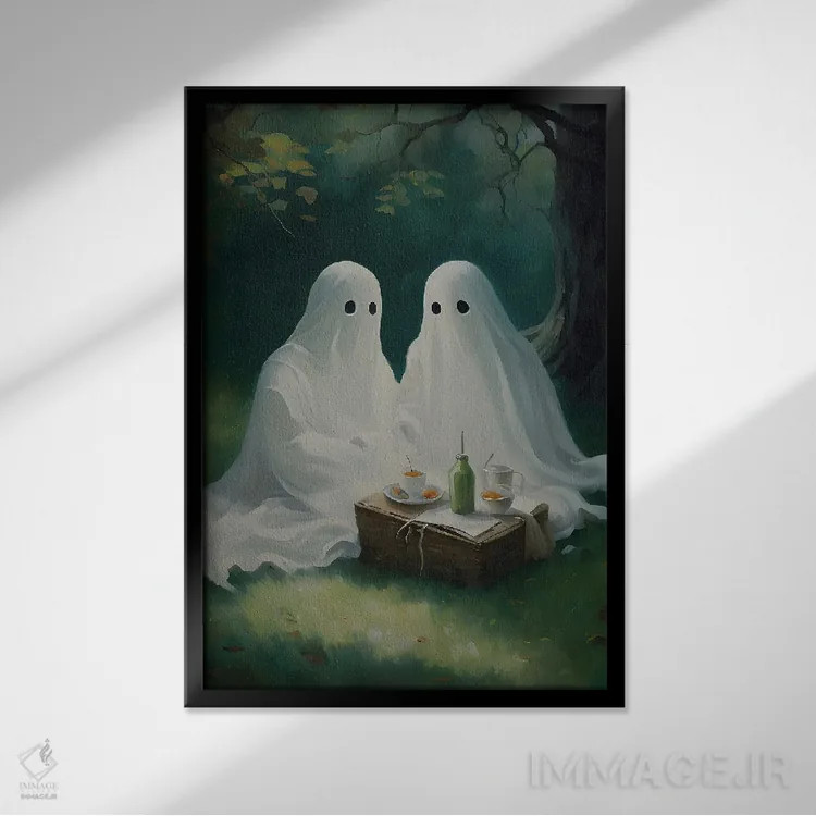 تابلو زوج روح در حال پیکنیک اثر بونا فیدسا - نمای قابدار مشکی