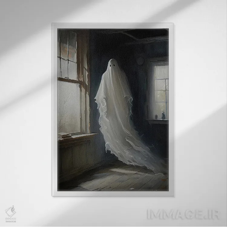 تابلو روحی که خانهٔ متروکه را تسخیر کرده اثر بونا فیدسا - نمای قابدار سفید