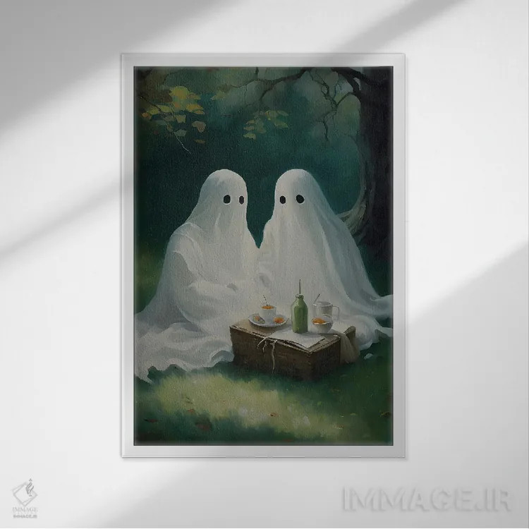 تابلو زوج روح در حال پیکنیک اثر بونا فیدسا - نمای قابدار سفید