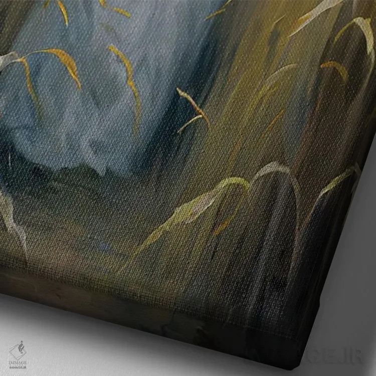 تابلو روح ایستاده در مزرعهٔ ذرت اثر بونا فیدسا - نمای نزدیک بافت بوم