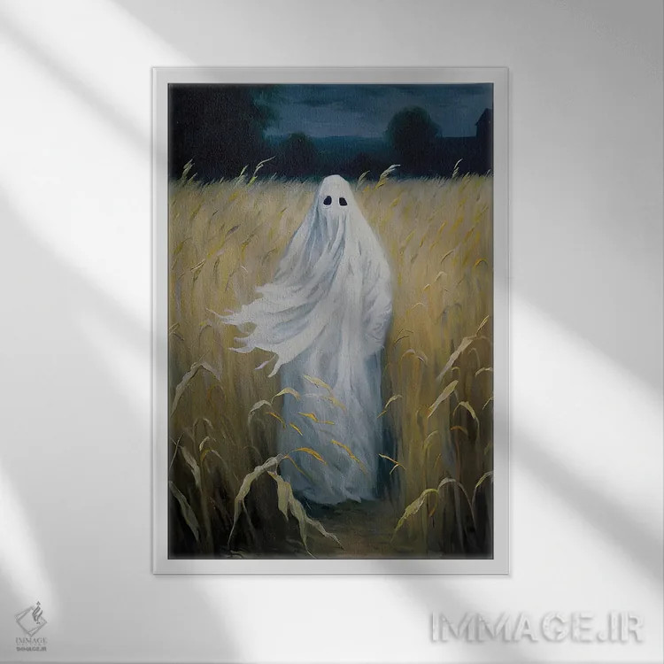 تابلو روح ایستاده در مزرعهٔ ذرت اثر بونا فیدسا - نمای قابدار سفید