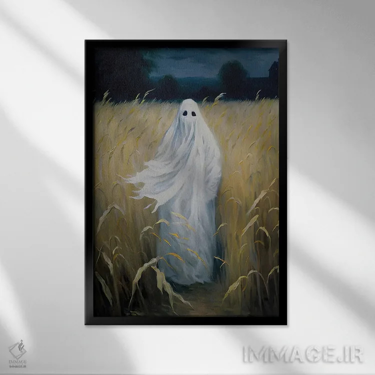 تابلو روح ایستاده در مزرعهٔ ذرت اثر بونا فیدسا - نمای قابدار مشکی
