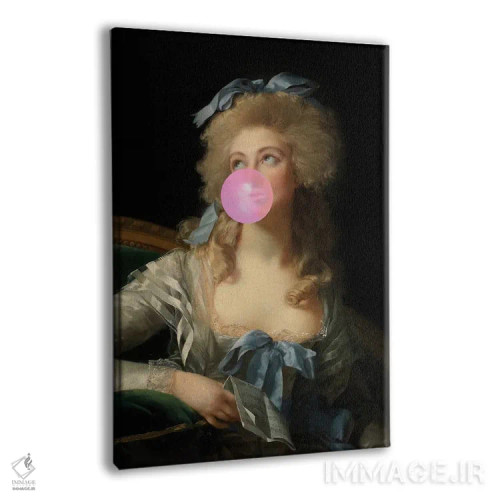 تابلو پرترهٔ زن آدامس بادکنکی اثر بونا فیدسا - نمای پرسپکتیو محصول