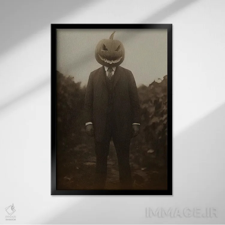 تابلو مرد کدوحلوایی در مزرعه اثر بونا فیدسا - نمای قابدار مشکی