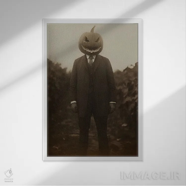 تابلو مرد کدوحلوایی در مزرعه اثر بونا فیدسا - نمای قابدار سفید