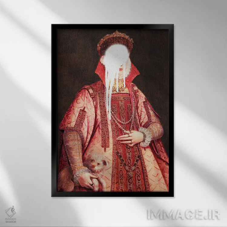 تابلو پرترهٔ ملکهٔ وینتیج تغییر یافته II اثر بونا فیدسا - نمای قابدار مشکی