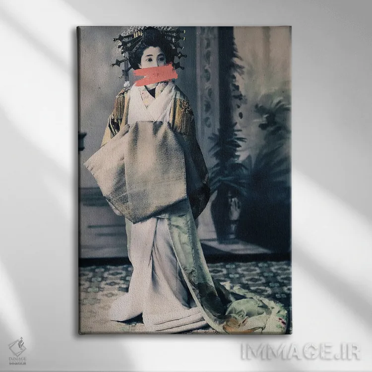 تابلو پرترهٔ گیشا تغییر یافته اثر بونا فیدسا - نمای روبهرو روی دیوار