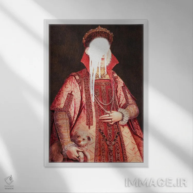 تابلو پرترهٔ ملکهٔ وینتیج تغییر یافته II اثر بونا فیدسا - نمای قابدار سفید