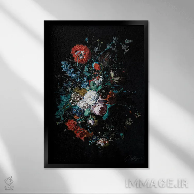 تابلو گل احساسی اثر بونا فیدسا - نمای قابدار مشکی