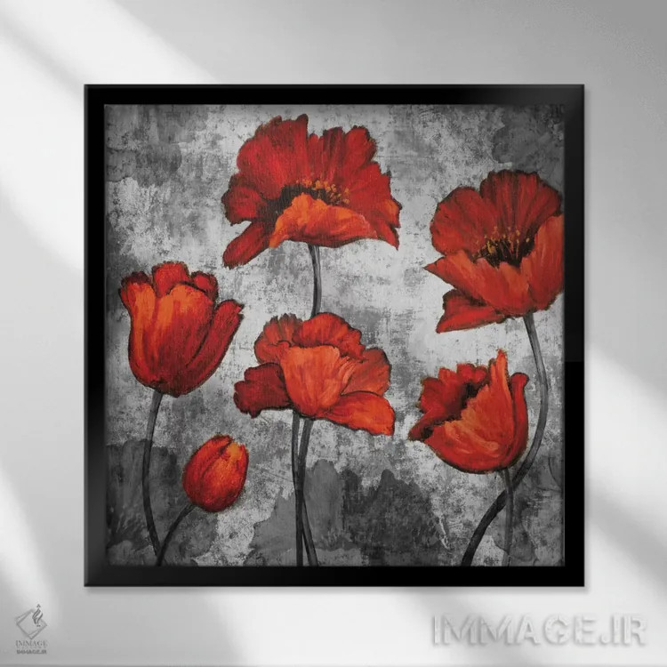 تابلو قرمزی عصرگاهی I اثر برایان فرانسیس - نمای قابدار مشکی