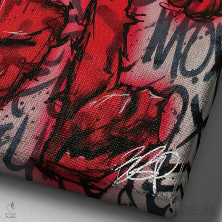 تابلو المو (شخصیت کارتونی) اثر برایان گارسیا - نمای نزدیک بافت بوم