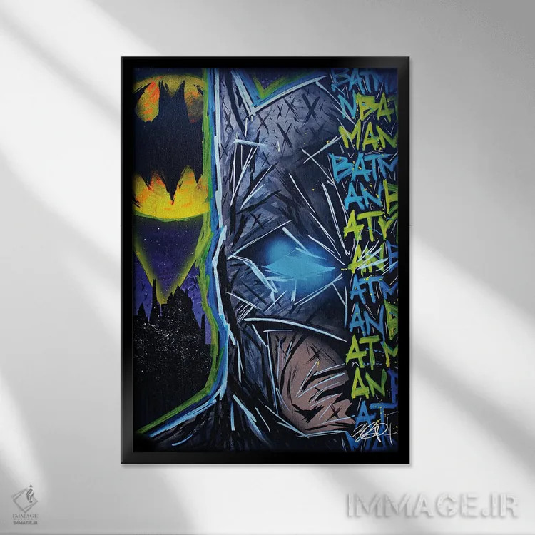 تابلو صدا زدن خفاش اثر برایان گارسیا - نمای قابدار مشکی