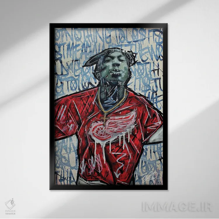 تابلو بالهای قرمز اثر برایان گارسیا - نمای قابدار مشکی