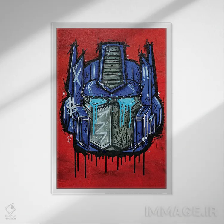 تابلو اپتیموس پرایم (شخصیت ترنسفورمرز) اثر برایان گارسیا - نمای قابدار سفید