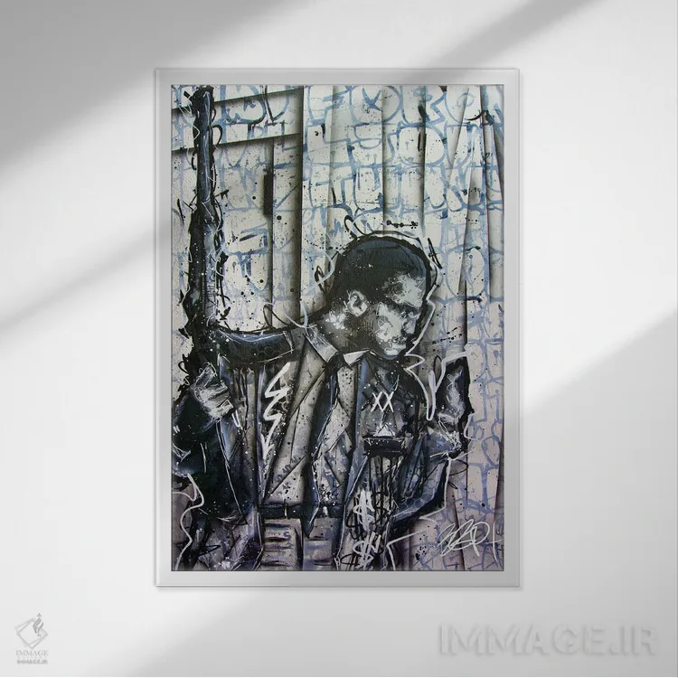 تابلو مالکوم ایکس (فعال حقوق مدنی) اثر برایان گارسیا - نمای قابدار سفید