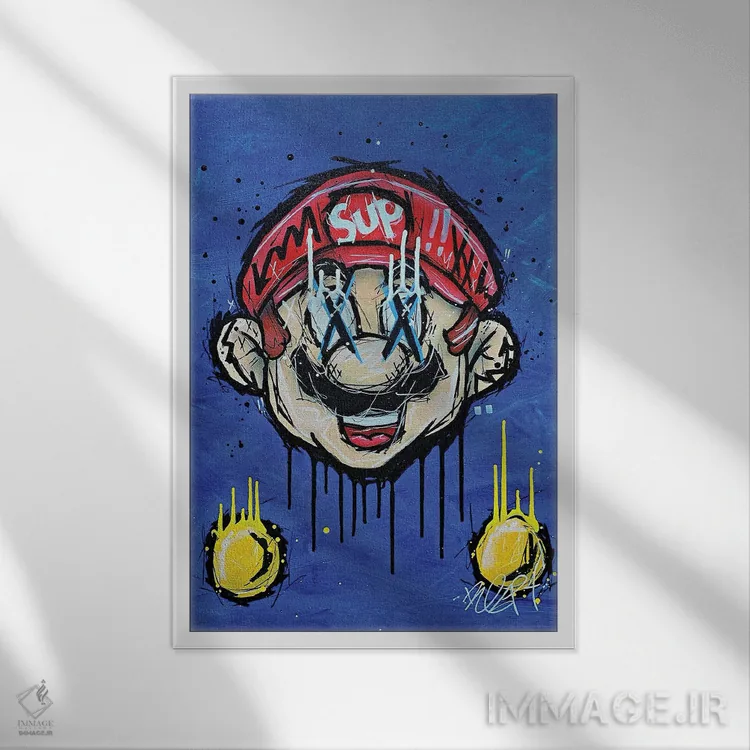 تابلو سوپر ماریو (بازی و شخصیت) اثر برایان گارسیا - نمای قابدار سفید