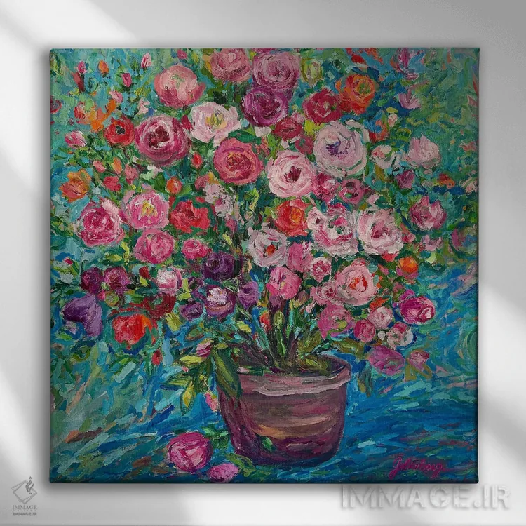 تابلو تحسین برای رزها اثر جولیا بورگ - نمای روبهرو روی دیوار