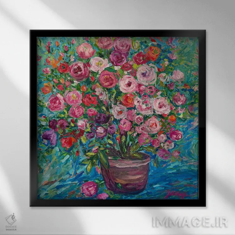 تابلو تحسین برای رزها اثر جولیا بورگ - نمای قابدار مشکی