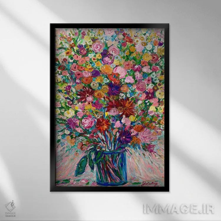 تابلو باغ گل اثر جولیا بورگ - نمای قابدار مشکی