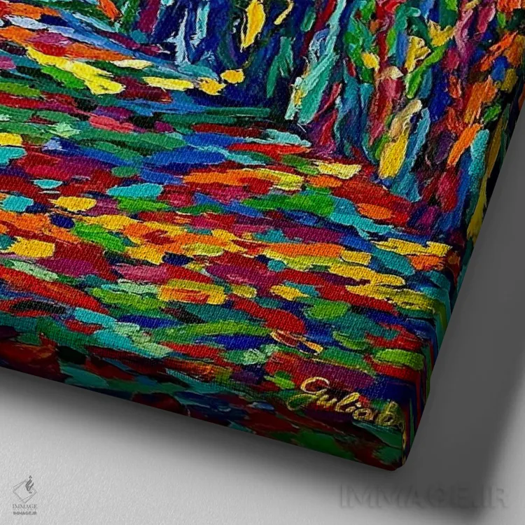 تابلو برگریزان اثر جولیا بورگ - نمای نزدیک بافت بوم