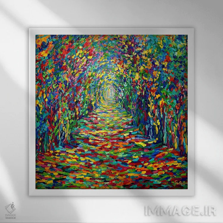 تابلو برگریزان اثر جولیا بورگ - نمای قابدار سفید