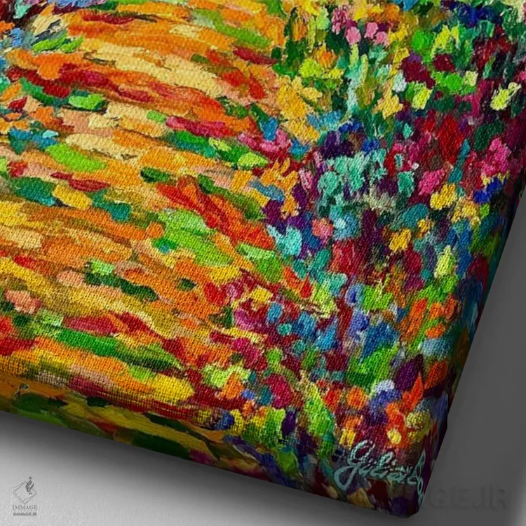 تابلو آبیهای سپتامبر اثر جولیا بورگ - نمای نزدیک بافت بوم