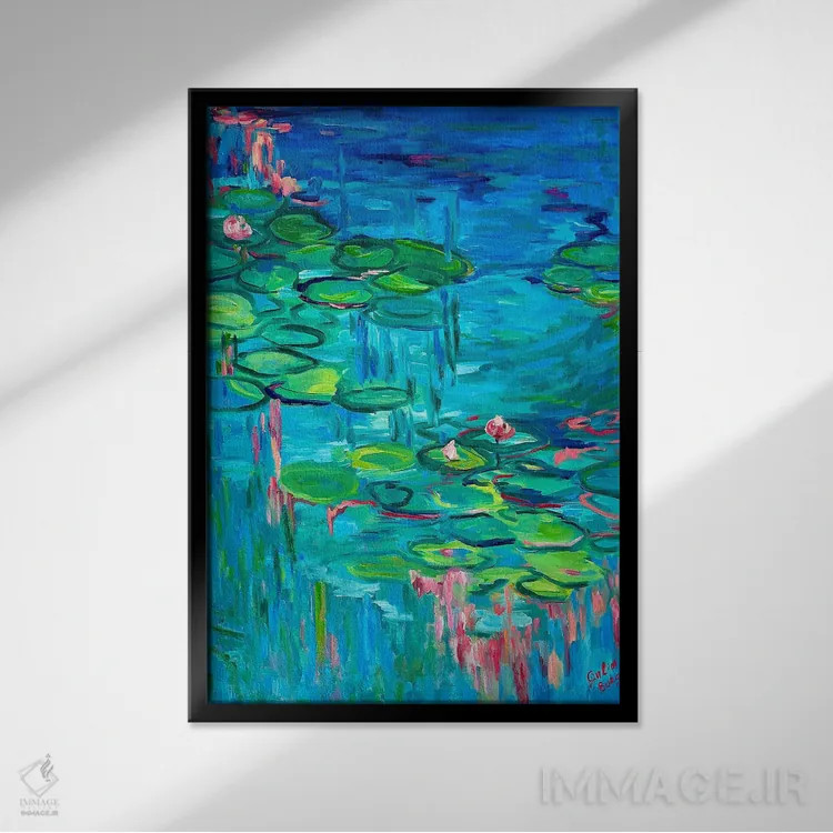 تابلو شکوفهٔ بهاری اثر جولیا بورگ - نمای قابدار مشکی