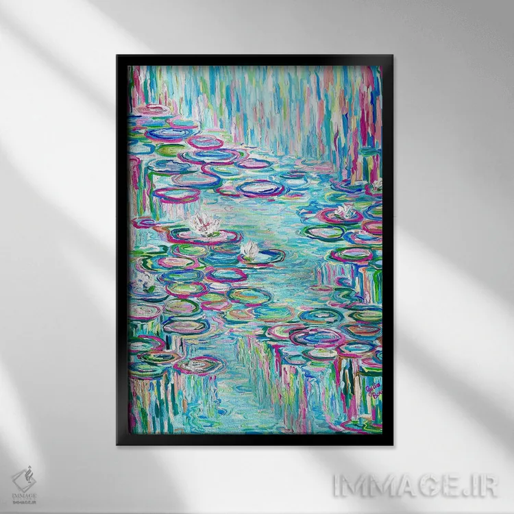 تابلو باران بر دریاچه اثر جولیا بورگ - نمای قابدار مشکی