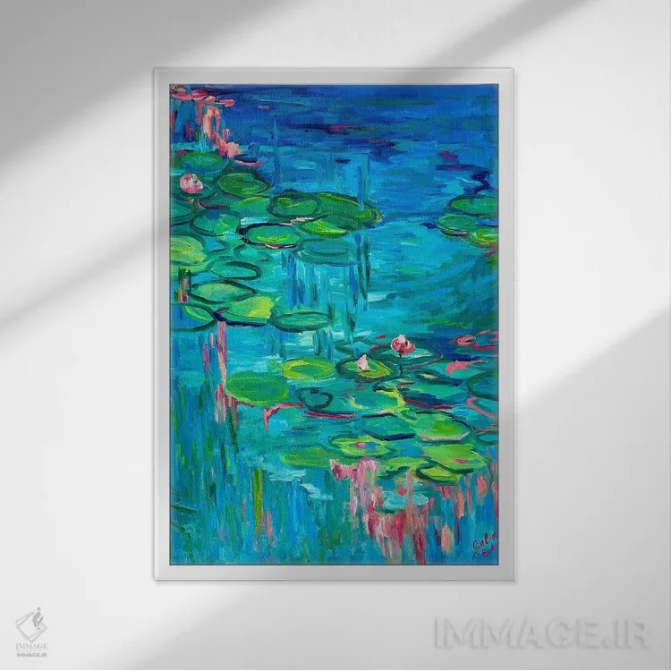 تابلو شکوفهٔ بهاری اثر جولیا بورگ - نمای قابدار سفید