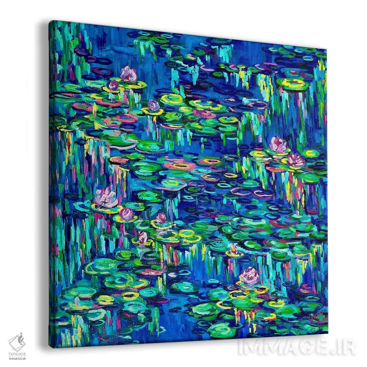 تابلو قطرههای باران روی نیلوفر آبی اثر جولیا بورگ - نمای پرسپکتیو محصول