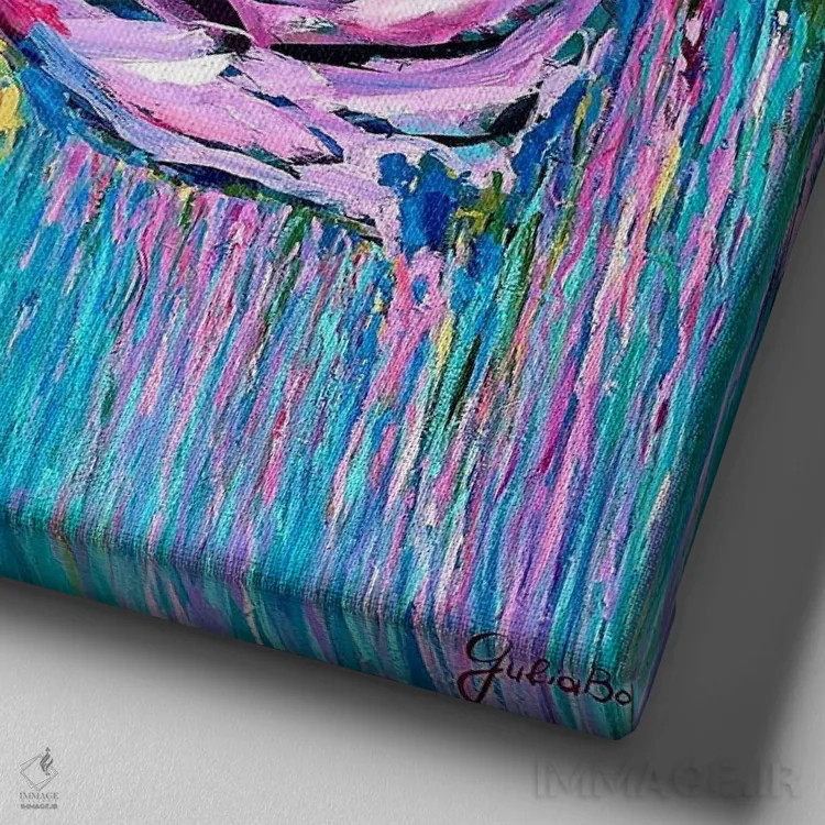 تابلو رویاهای زنان اثر جولیا بورگ - نمای نزدیک بافت بوم