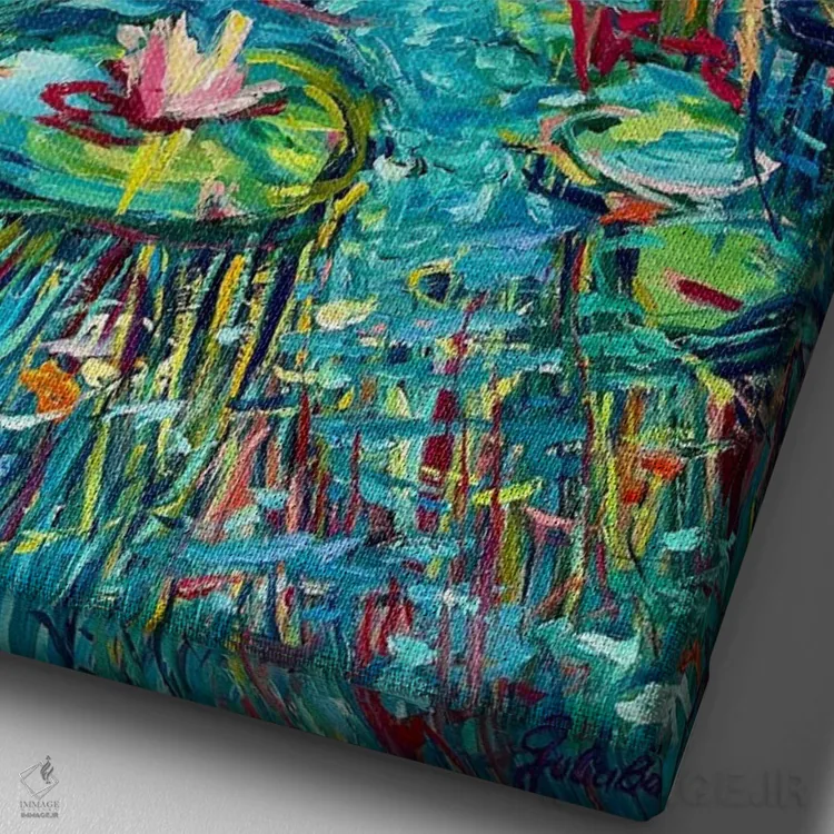 تابلو انعکاسهای رقصان اثر جولیا بورگ - نمای نزدیک بافت بوم