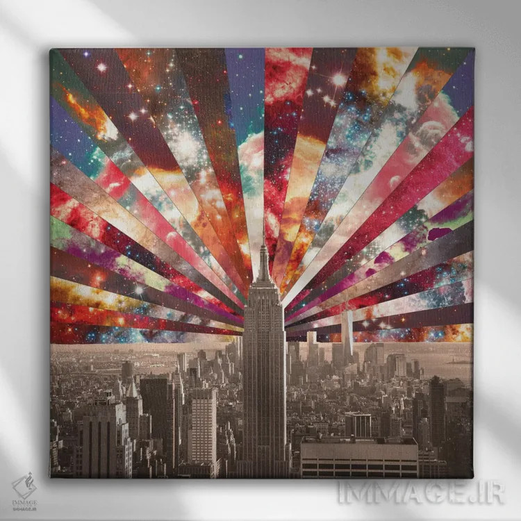 تابلو ابرستارهٔ نیویورک اثر بیانکا گرین - نمای روبهرو روی دیوار
