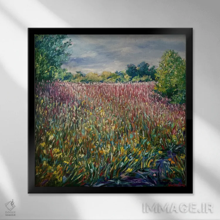 تابلو شکوفههای وحشی اثر جولیا بورگ - نمای قابدار مشکی