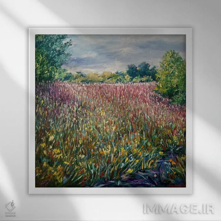 تابلو شکوفههای وحشی اثر جولیا بورگ - نمای قابدار سفید