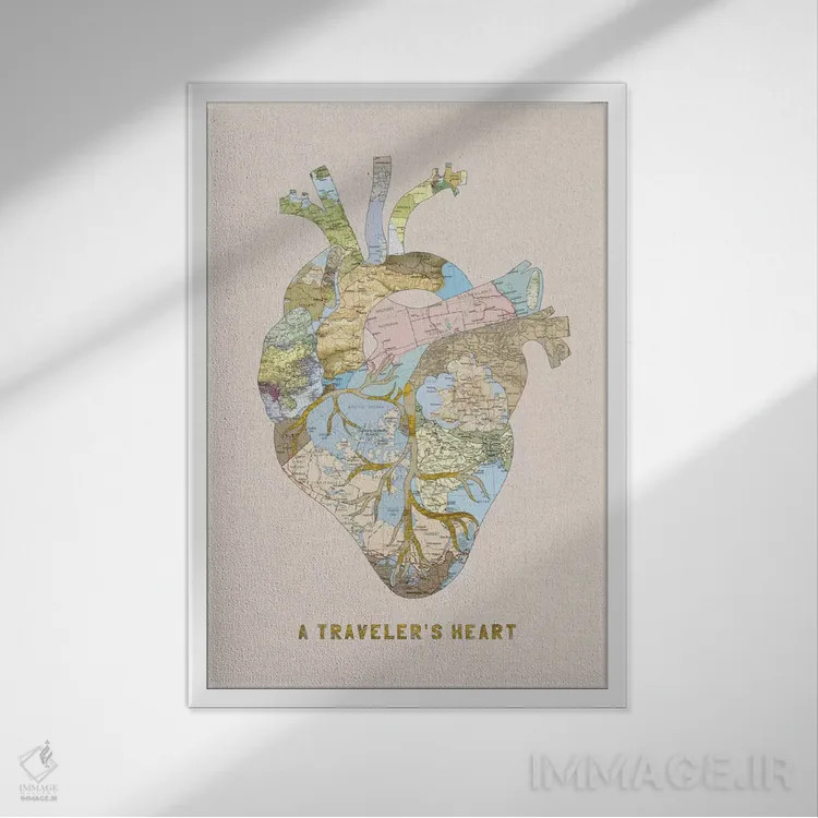 تابلو قلب یک مسافر II اثر بیانکا گرین - نمای قابدار سفید