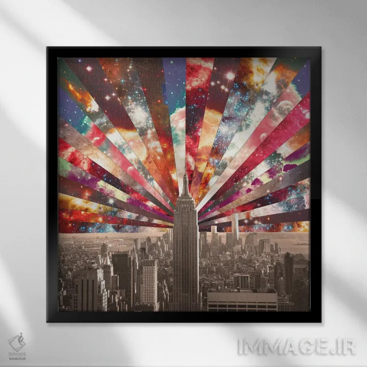تابلو ابرستارهٔ نیویورک اثر بیانکا گرین - نمای قابدار مشکی