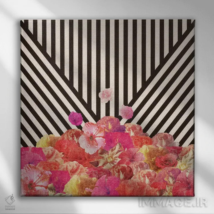 تابلو فلورالاین (ترکیب گلها) اثر بیانکا گرین - نمای روبهرو روی دیوار