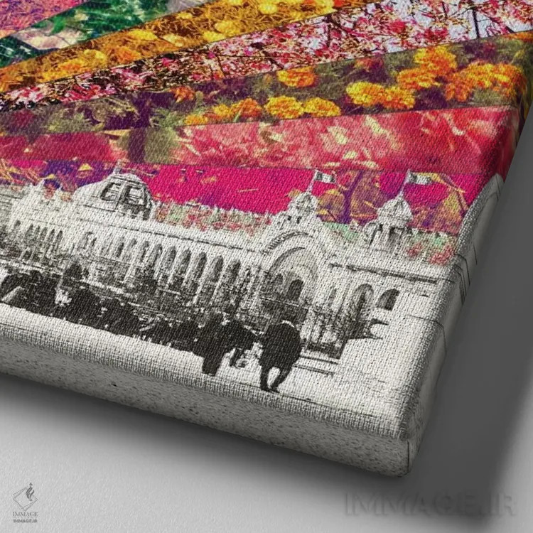 تابلو پاریس قدیمی اثر بیانکا گرین - نمای نزدیک بافت بوم