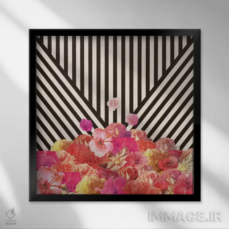 تابلو فلورالاین (ترکیب گلها) اثر بیانکا گرین - نمای قابدار مشکی