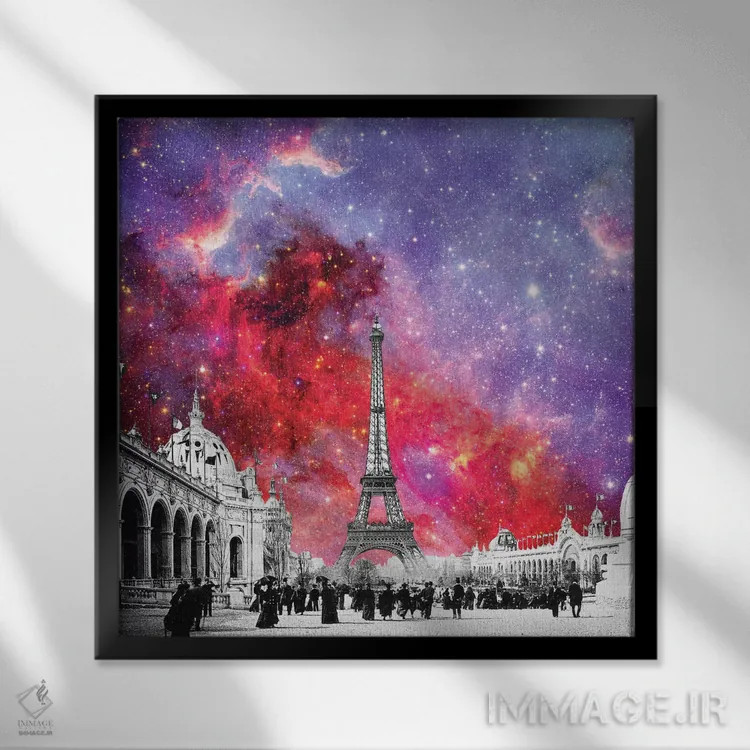 تابلو سحابی پاریس قدیمی اثر بیانکا گرین - نمای قابدار مشکی