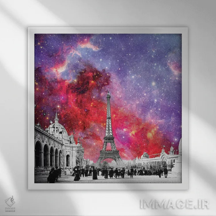 تابلو سحابی پاریس قدیمی اثر بیانکا گرین - نمای قابدار سفید