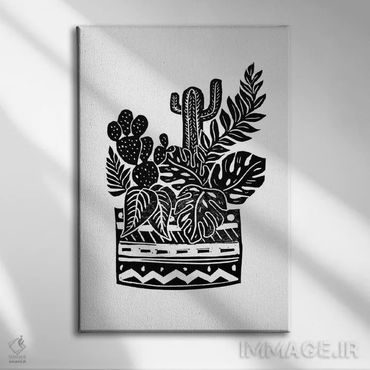 تابلو گلدان گیاهی اثر بیانکا گرین - نمای روبهرو روی دیوار