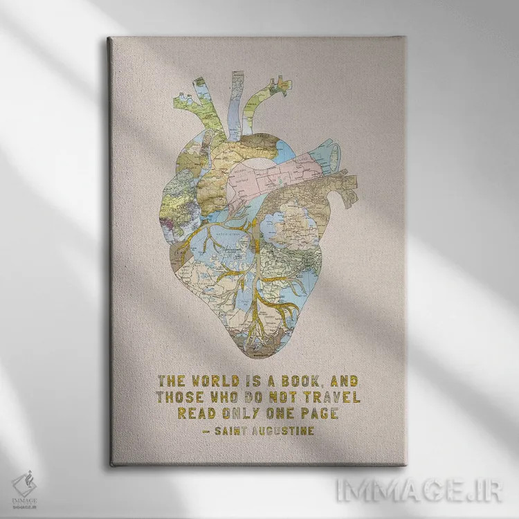 تابلو قلب یک مسافر III اثر بیانکا گرین - نمای روبهرو روی دیوار