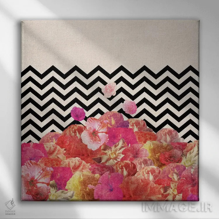 تابلو طرح گل شورون II اثر بیانکا گرین - نمای روبهرو روی دیوار