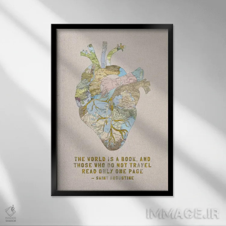 تابلو قلب یک مسافر III اثر بیانکا گرین - نمای قابدار مشکی