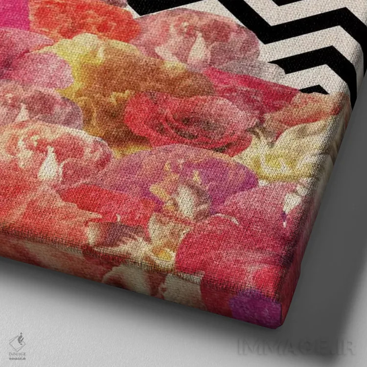 تابلو طرح گل شورون II اثر بیانکا گرین - نمای نزدیک بافت بوم